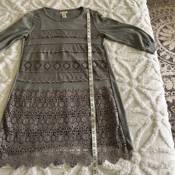 SUNDANCE Gray Crochet Lace Tunic/Sweater Dress - Picture 10 of 12
